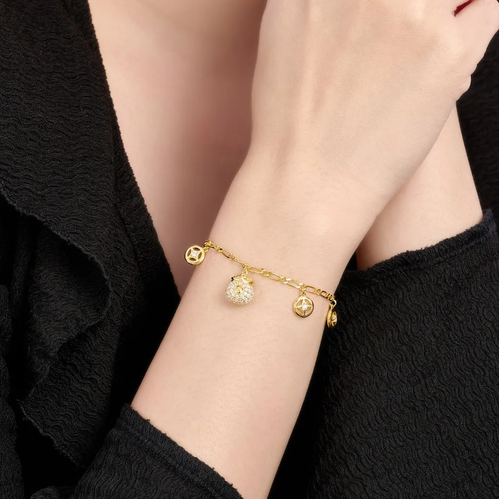 ECZ 18K Gold Bracelet with Stones